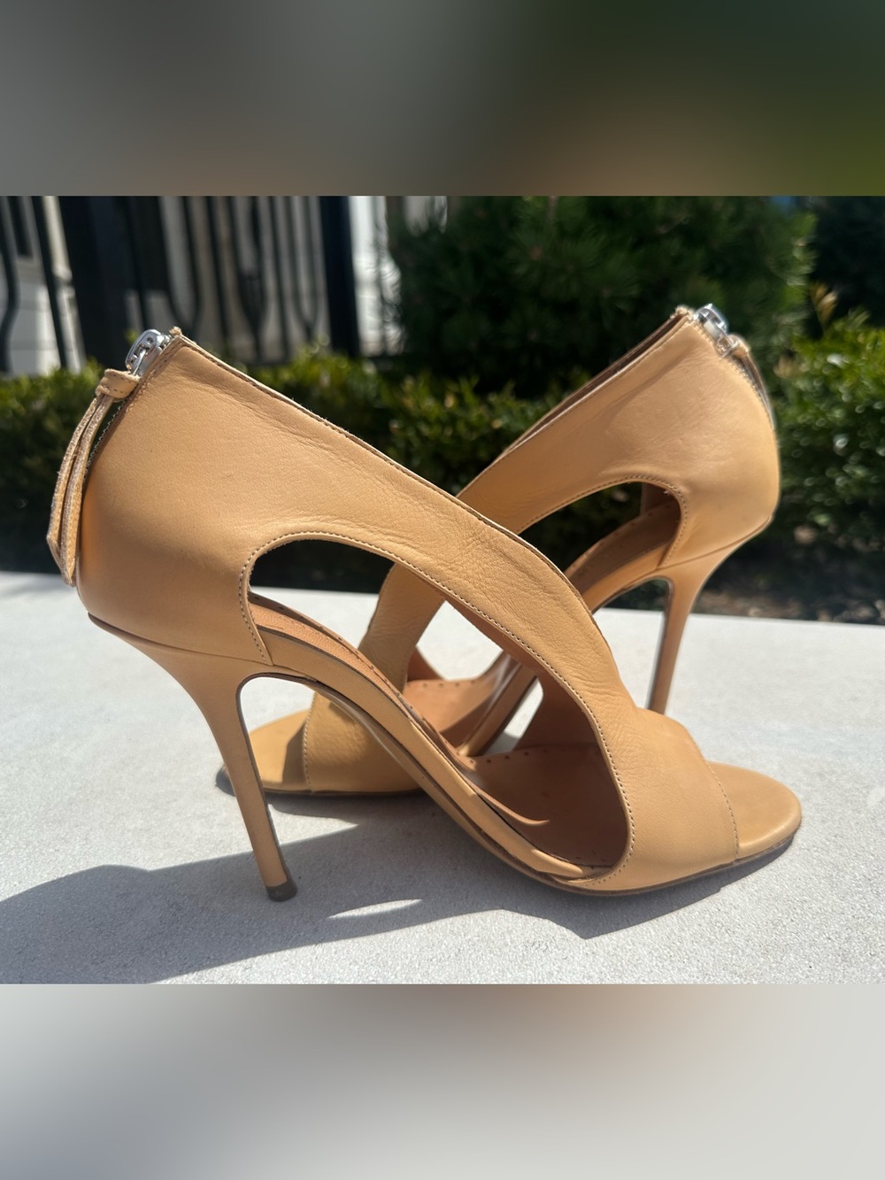 Alexa Wagner Designer Sunset Super Stretch Zipper Beige Leather Heels (Size 37) - Picture 4 of 8